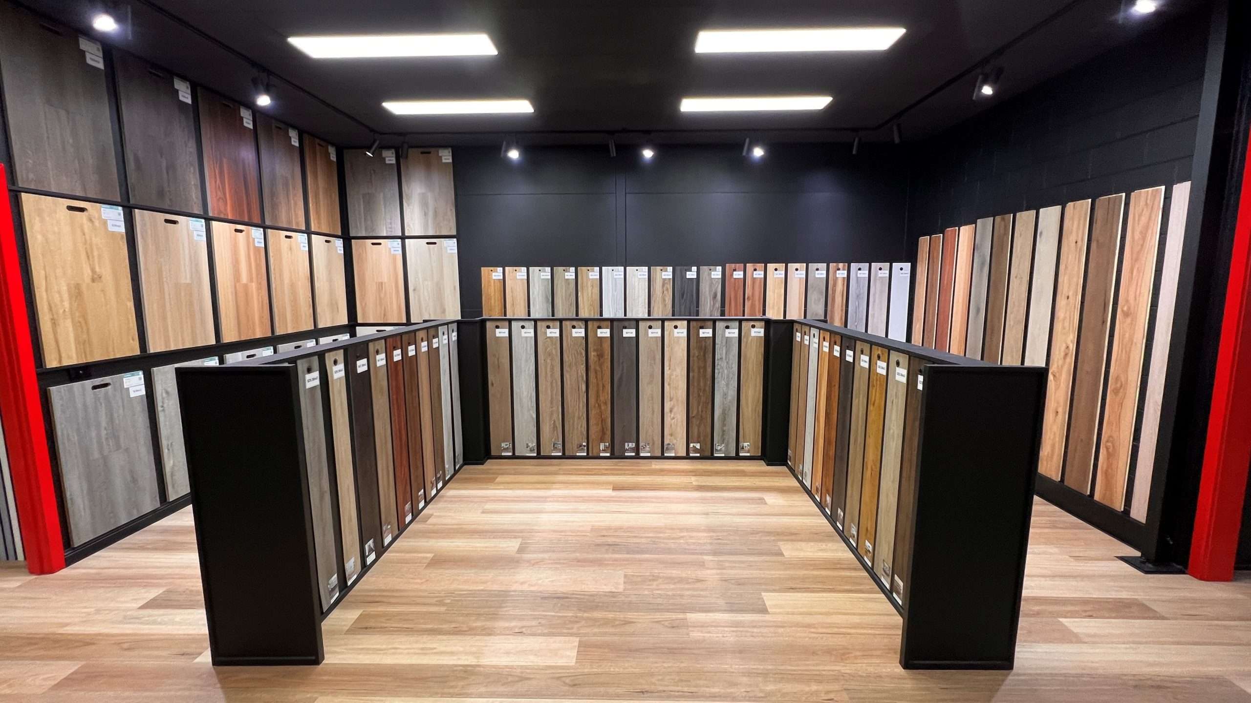 Vinyl plank display in showroom